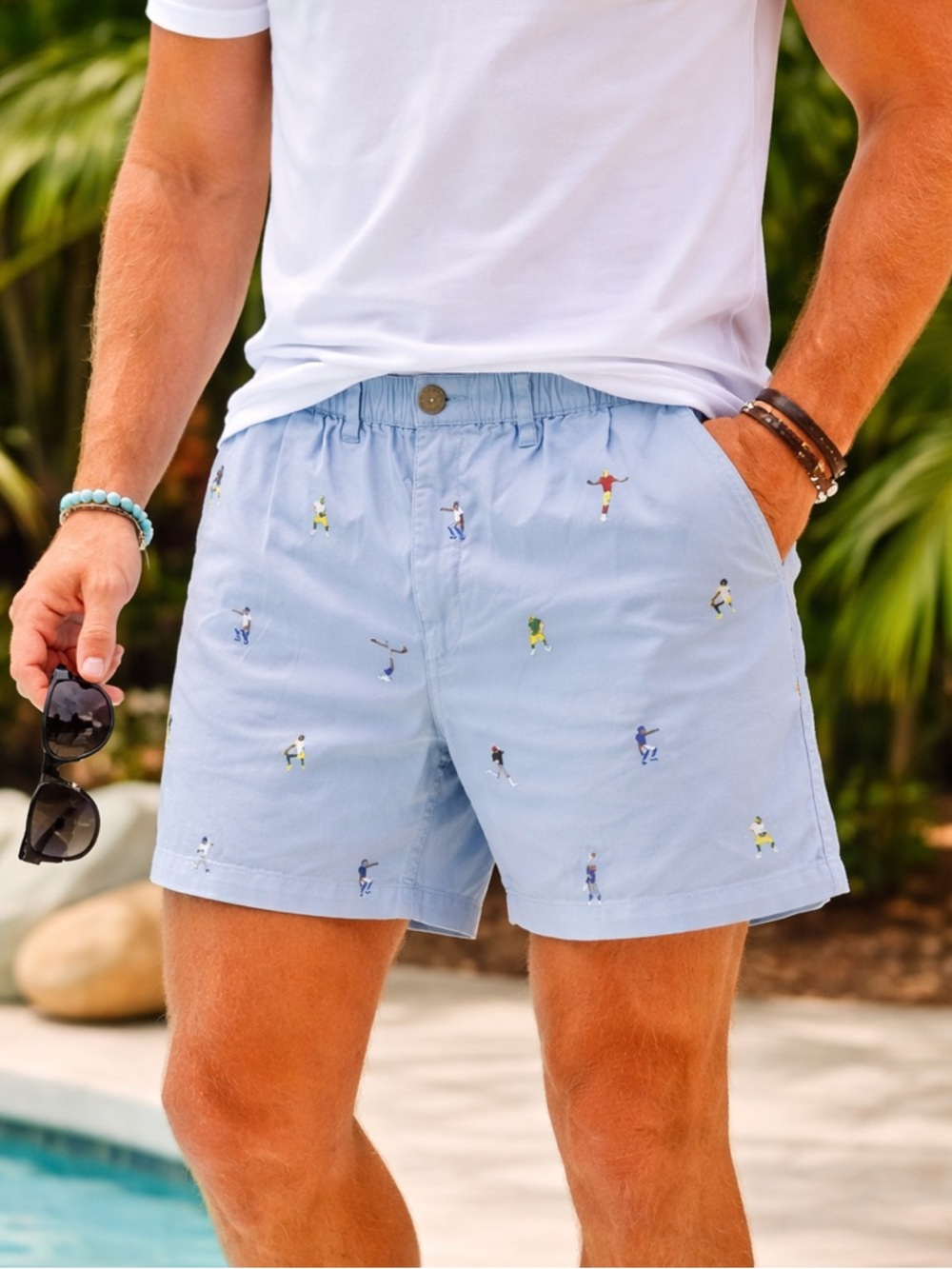 Chubbies Men's Embroidered NFL Players Touchdown Dances Light Blue Shorts XL